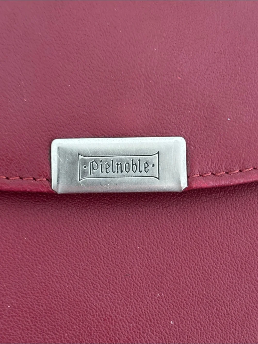Red Leather Clutch Wallet with Metal Accent - Unbranded